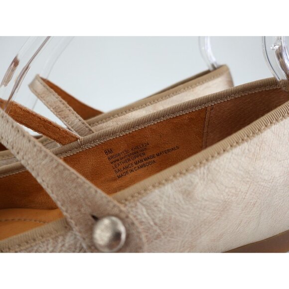 Born Batti Mary Jane Flat Shoes Size 8 Gold Leather Cap Toe Ballet Pointed - Picture 5 of 12